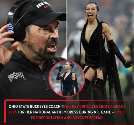 BREAKING NFL NEWS! Ohio State Buckeyes Coach Ryan Day CRITICIZES Singer Ariana Vela For Her National Anthem Dress During NFL Game – Calls for Deportation and Boycott Spread”