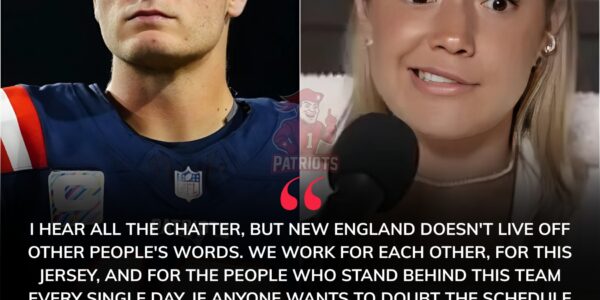 After Olivia Holzmacher’s viral jab at the Patriots, Drake Maye unleashes a 12-word message that sends New England into a frenzy and becomes the season’s slogan…