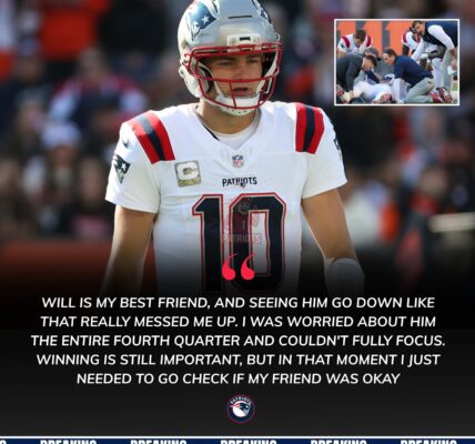 Drake Maye skipped Patriots’ celebration, rushing to injured rookie Will Campbell after brutal collision—fans left shocked, emotional, speechless.