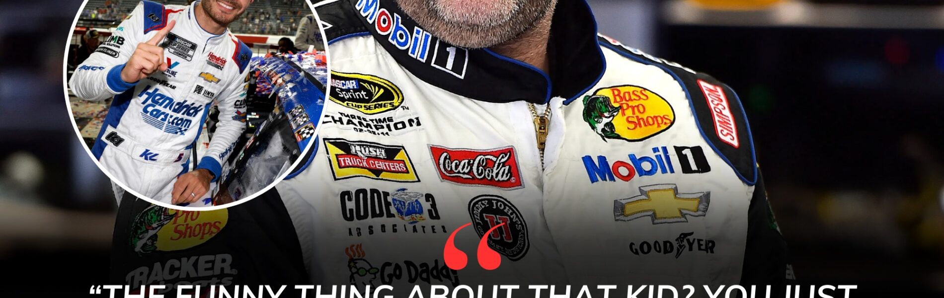 Tony Stewart watched Larson in stunned silence—a kid you just drop in any car, any chaos… and somehow he always finds the impossible line.