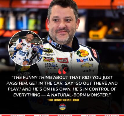 Tony Stewart watched Larson in stunned silence—a kid you just drop in any car, any chaos… and somehow he always finds the impossible line.
