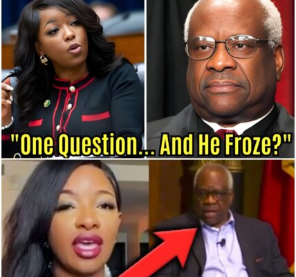 Jasmine Crockett’s “ONE SENTENCE” froze Clarence Thomas — and the entire Supreme Court fell into a dark silence… No lengthy argument, no beating around the bush — Jasmine Crockett stepped forward, asked just one question. Short, sharp, and deadpan...