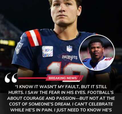 Patriots QB Drake Maye rushes to the hospital after rookie Abdul Carter’s brutal collision, leaving fans stunned as celebration stops instantly.