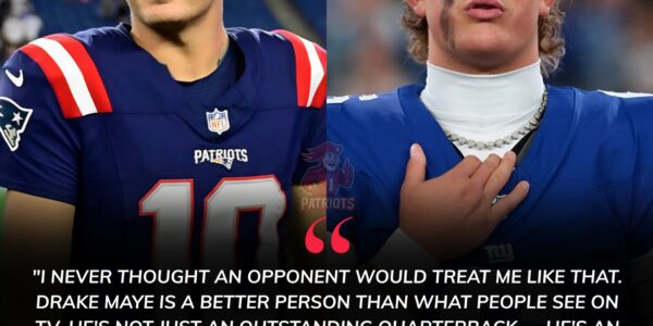 After the 33–15 Patriots win, Drake Maye crossed the field to comfort devastated Giants QB Jaxson Dart, sharing powerful, unexpected words.