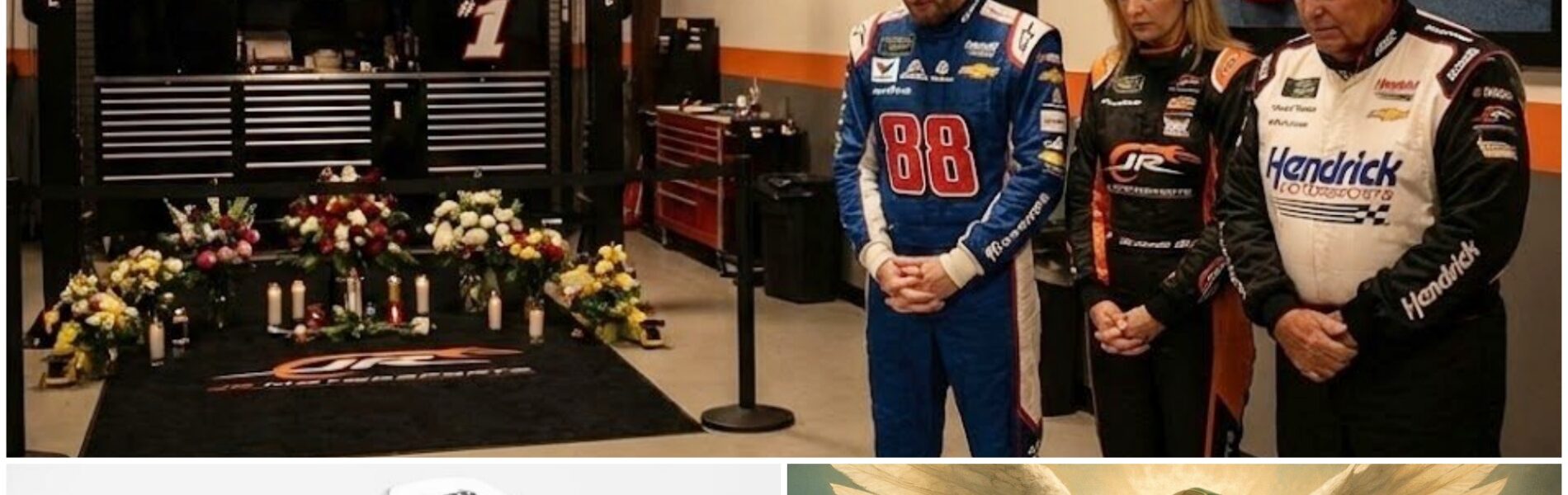 JR Motorsports honors Michael Annett: empty garage stall, firesuit on display—a lasting tribute to Diesel Mike’s spirit and legacy.