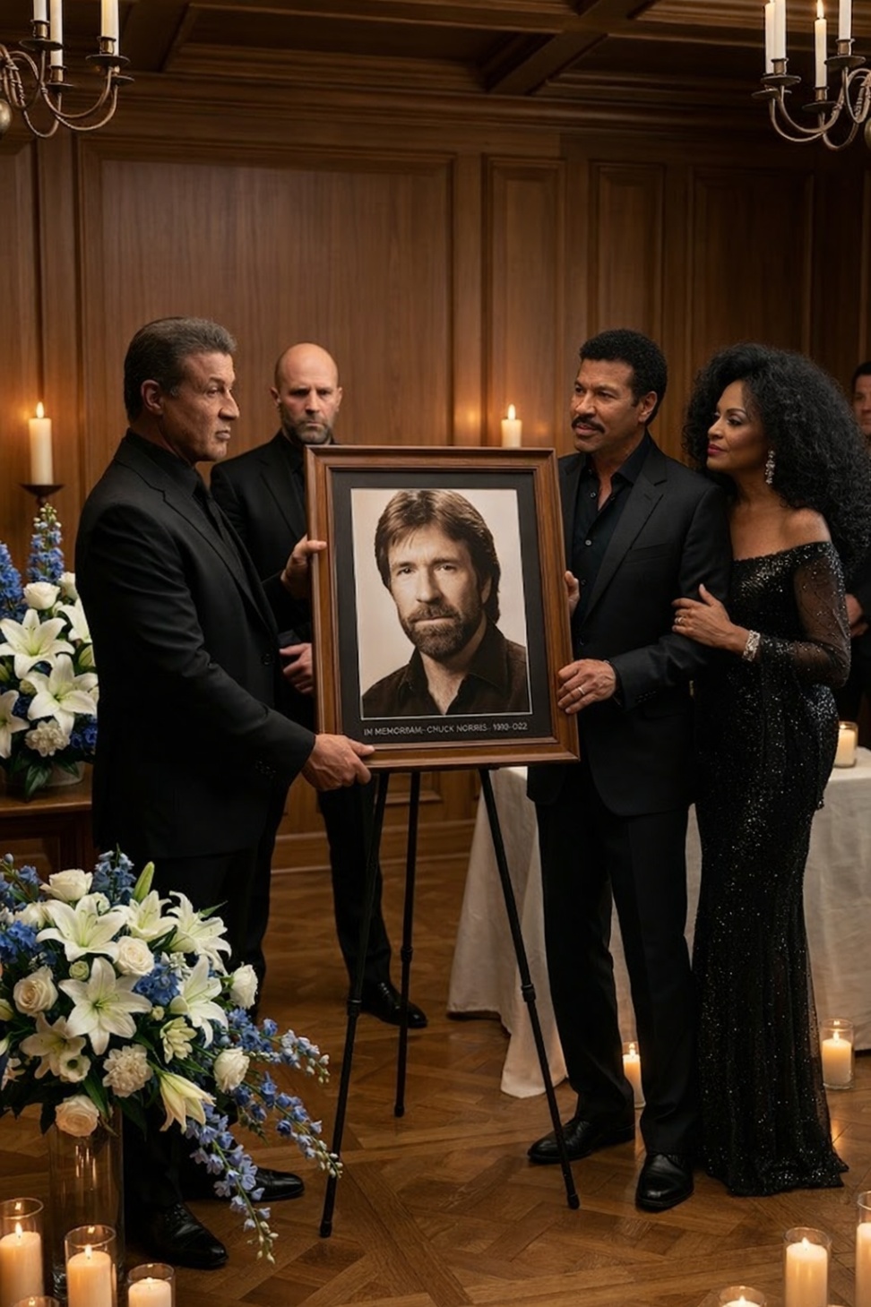 While the world mourned Chuck Norris through headlines, something far more intimate unfolded. In the back row, unnoticed, sat Lionel Richie and Diana Ross.