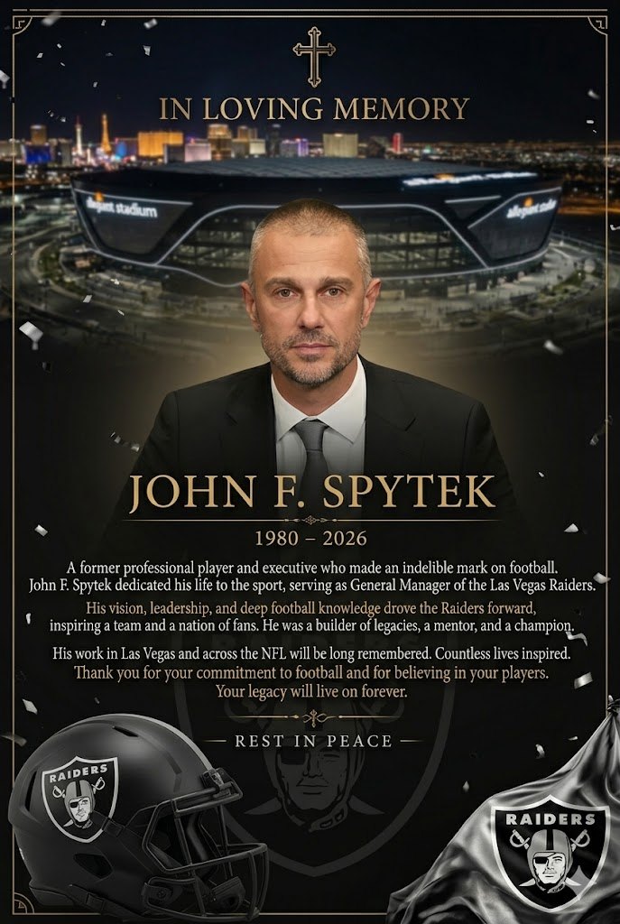 The football world is quietly mourning the passing of the beloved mother of John F. Spytek, the 45-year-old general manager of the Las Vegas Raiders.