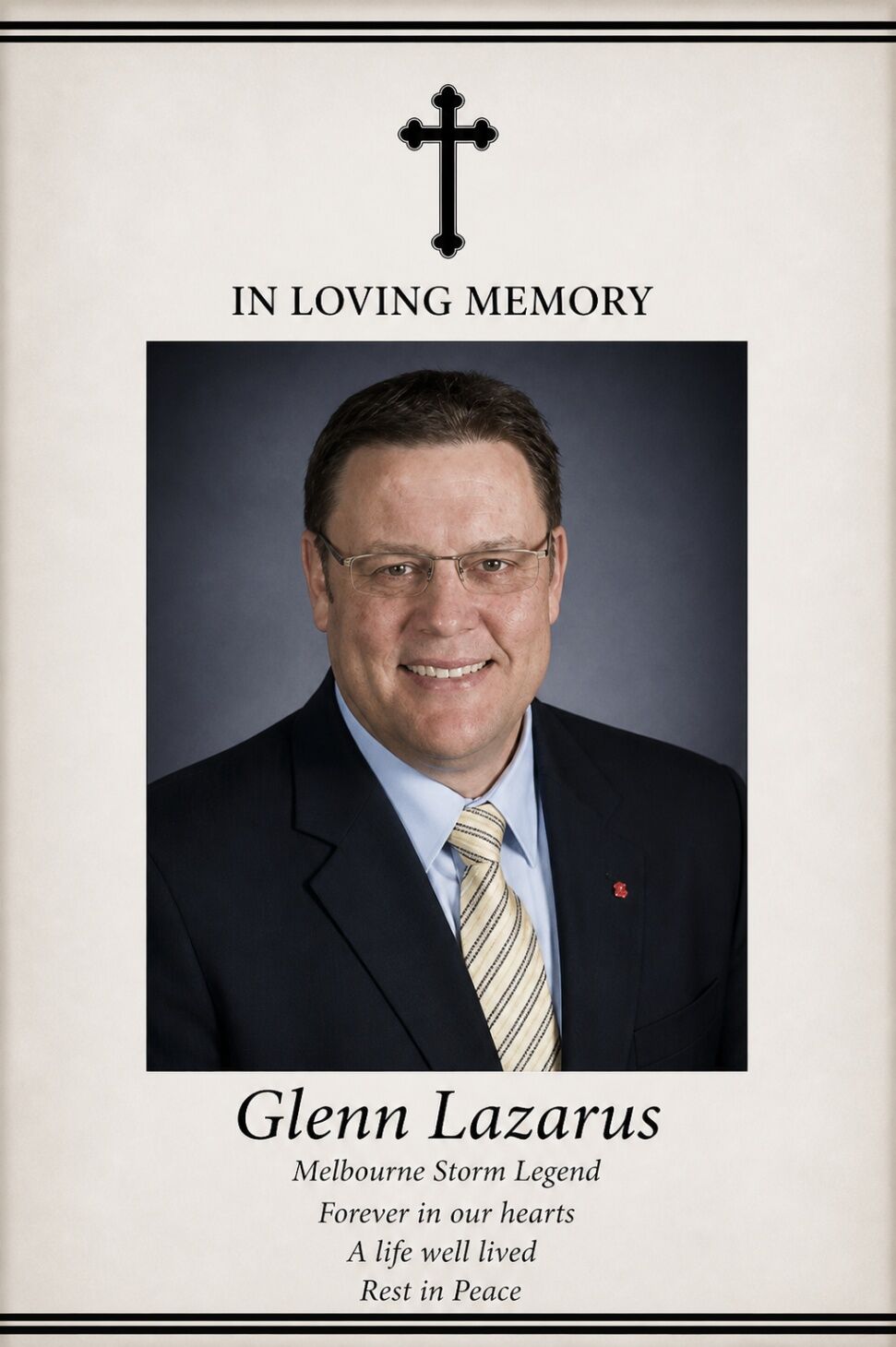 A GIANT FALLS: RUGBY LEAGUE MOURNS THE LOSS OF "THE BRICK WITH EYES" GLENN LAZARUS
